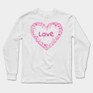Pink Paw Print Love Heart Long Sleeve T-Shirt